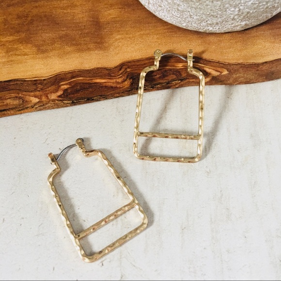Jewelry - Hammered Rectangle Earrings